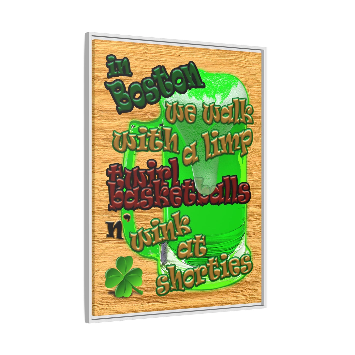 celtics logo - framed canvas art (butterscotch wood finish)
