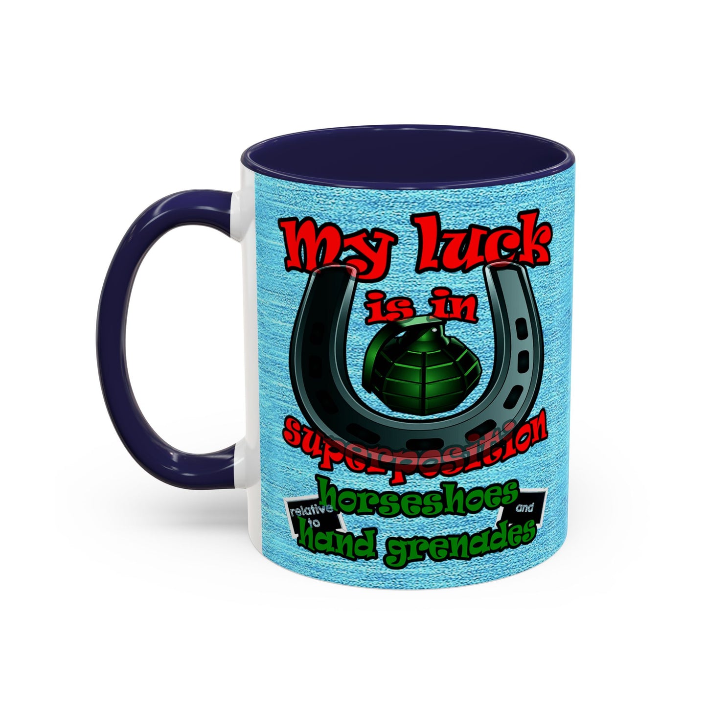 my luck - Accent Mug (faded dark blue)