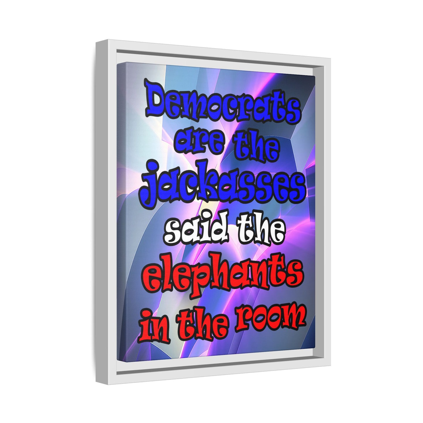 donkeys and elephants - framed canvas art (grey-pink wave)