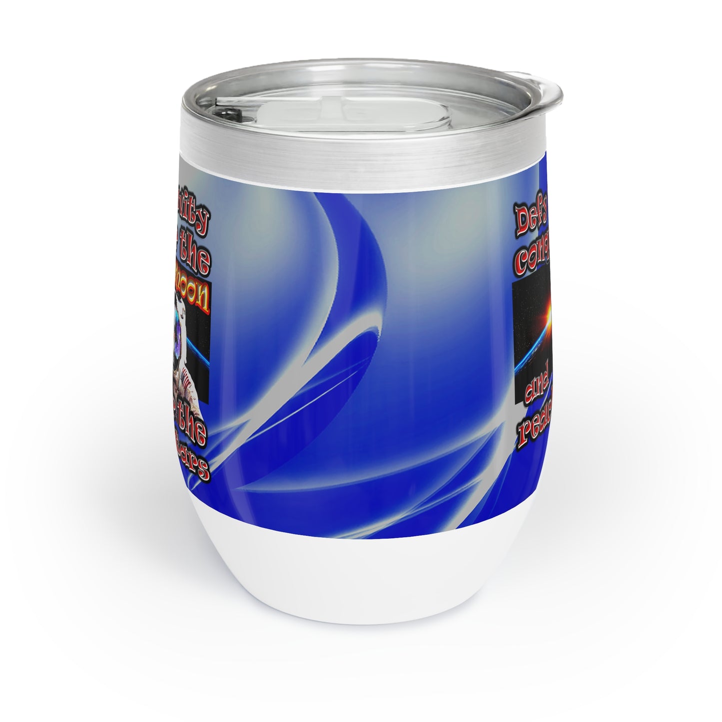 defy conquer reach - Chill Wine Tumbler (blue-white wave)