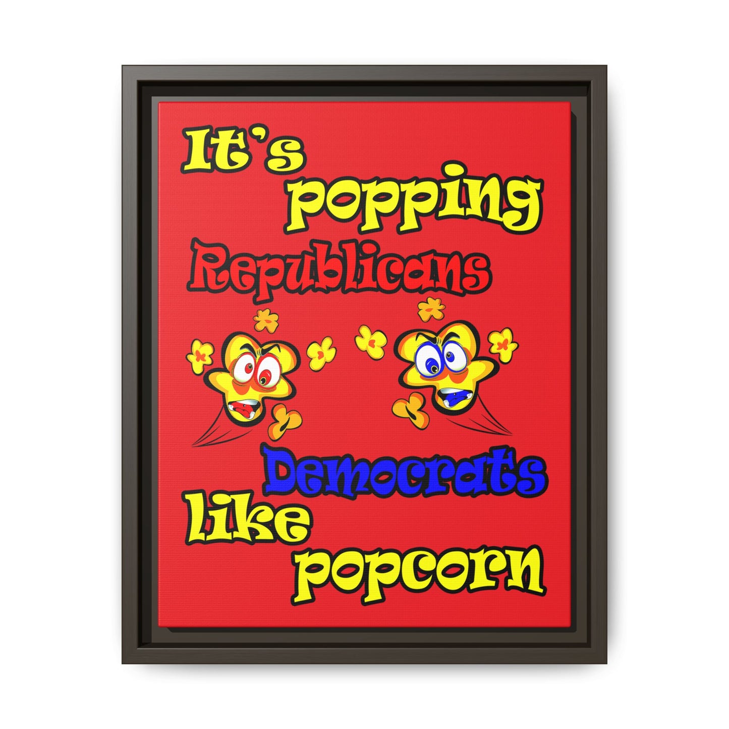 popping like popcorn - framed canvas art (red)