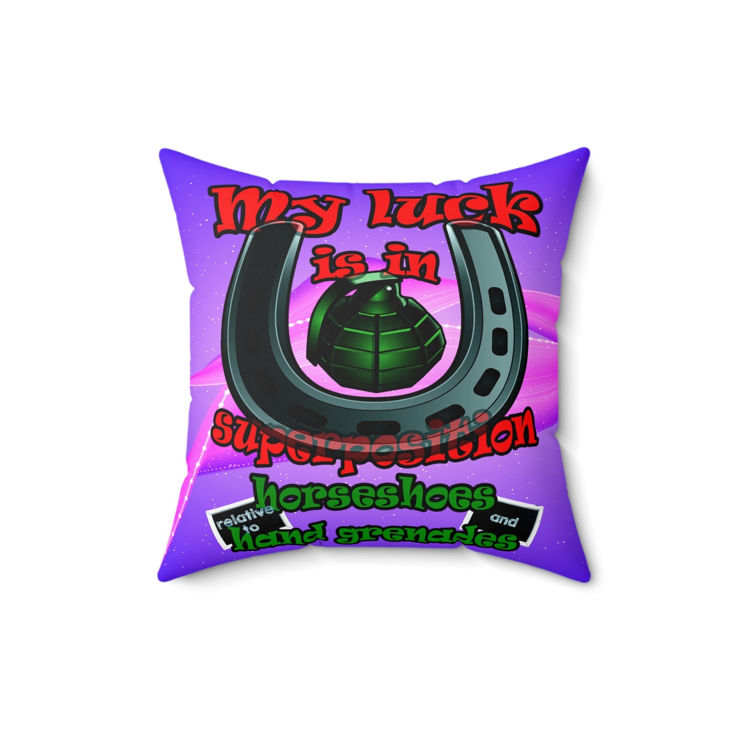 my luck - Spun Polyester Square Pillow - (purple-pink wave)
