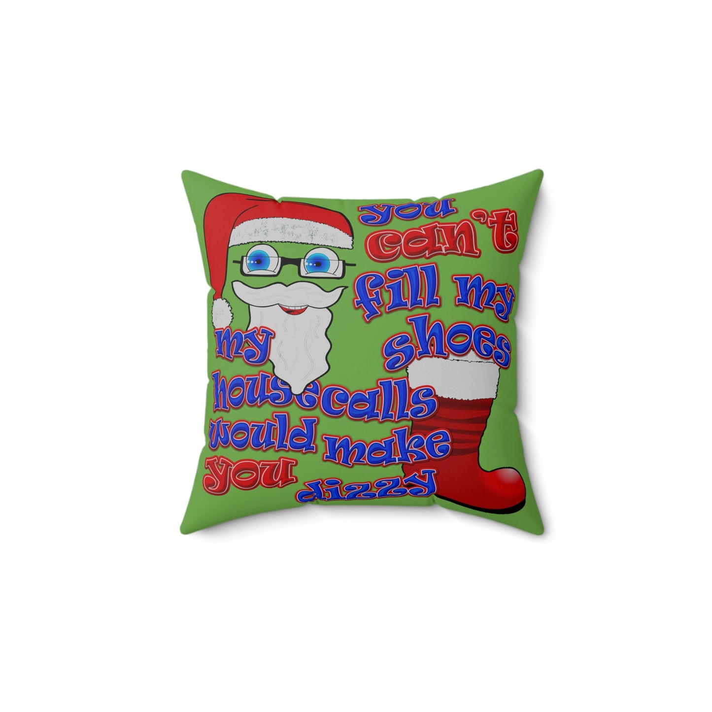 santa's shoes - Spun Polyester Square Pillow - (green)