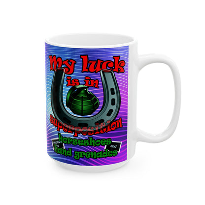 my luck - White Mug (purple wave)