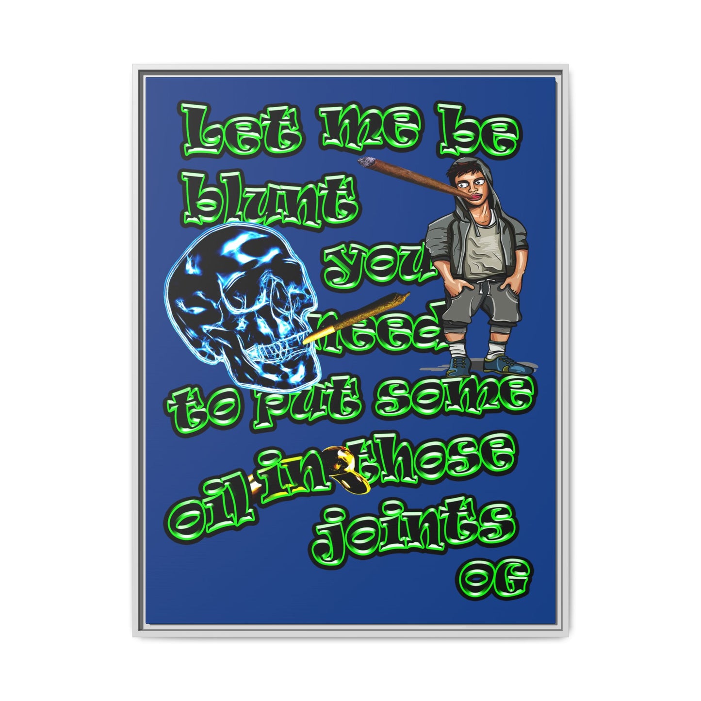 og - framed canvas art (dark blue)