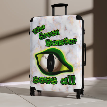 green monster - Suitcase (white marble)