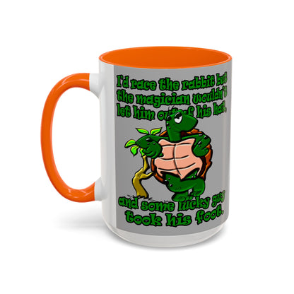 turtle race - Accent Mug (light grey)