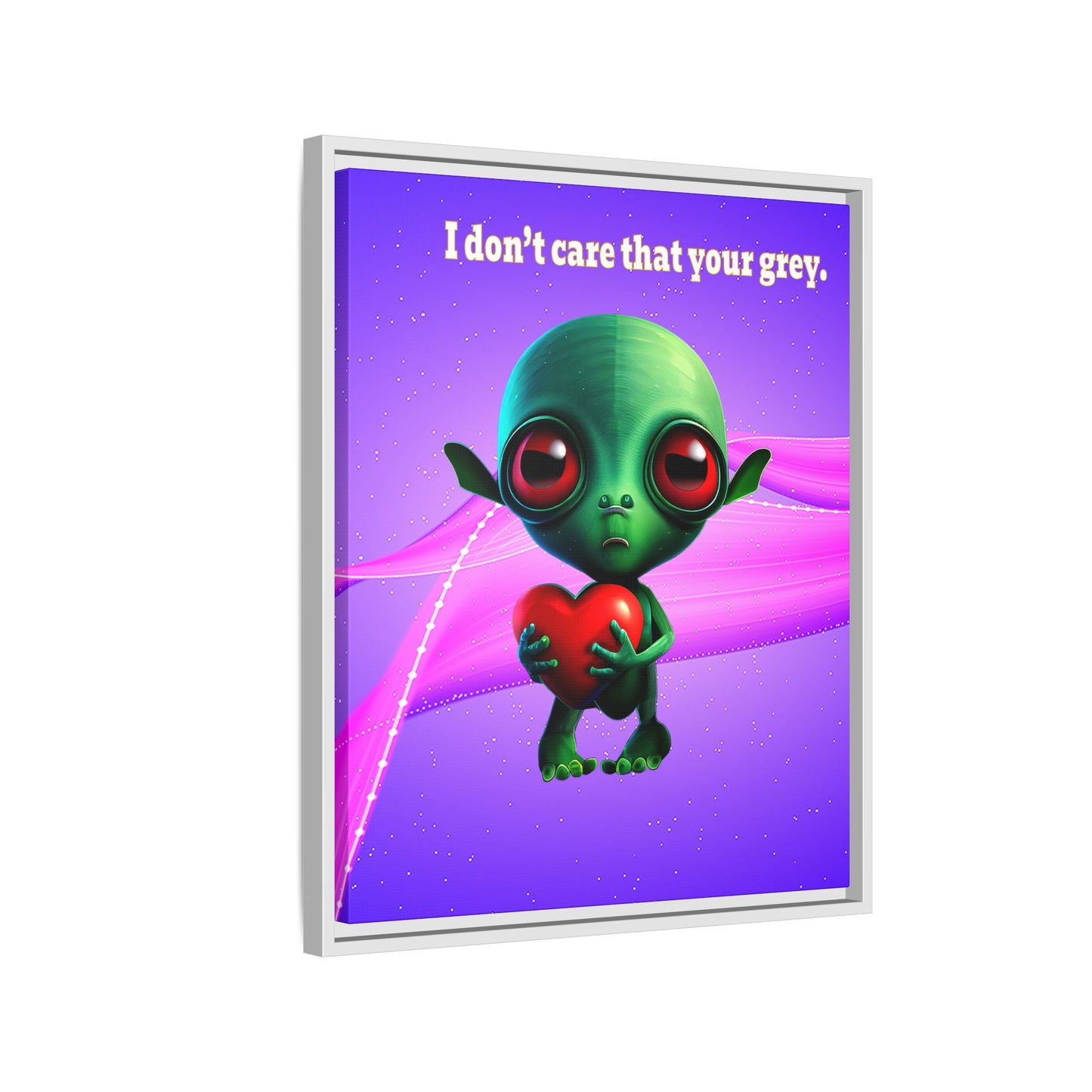 I don't care that your grey - framed canvas art (purple-pink wave)