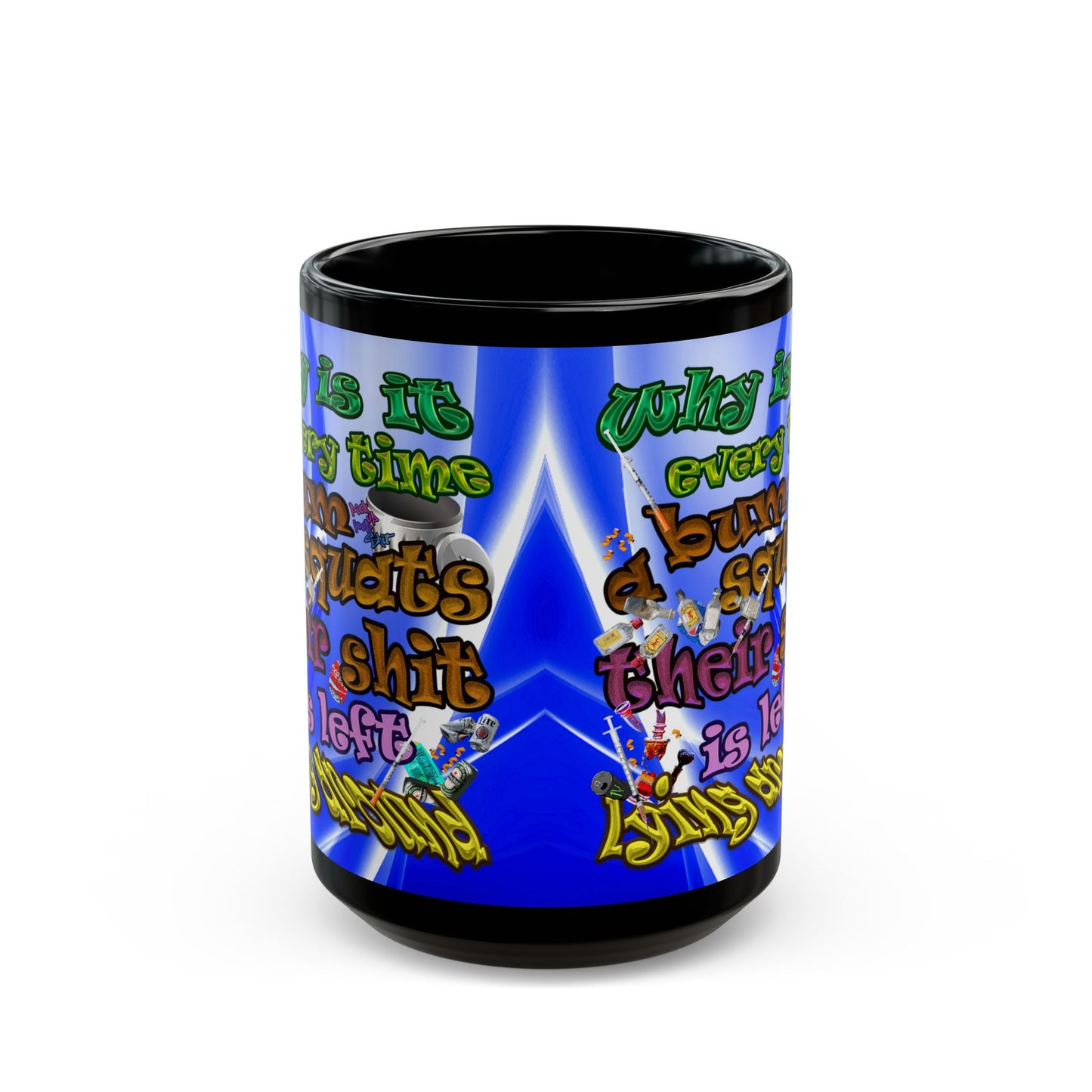 the bum's shit - Black Mug (blue-white wave)
