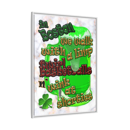 celtics logo - framed canvas art (white marble)