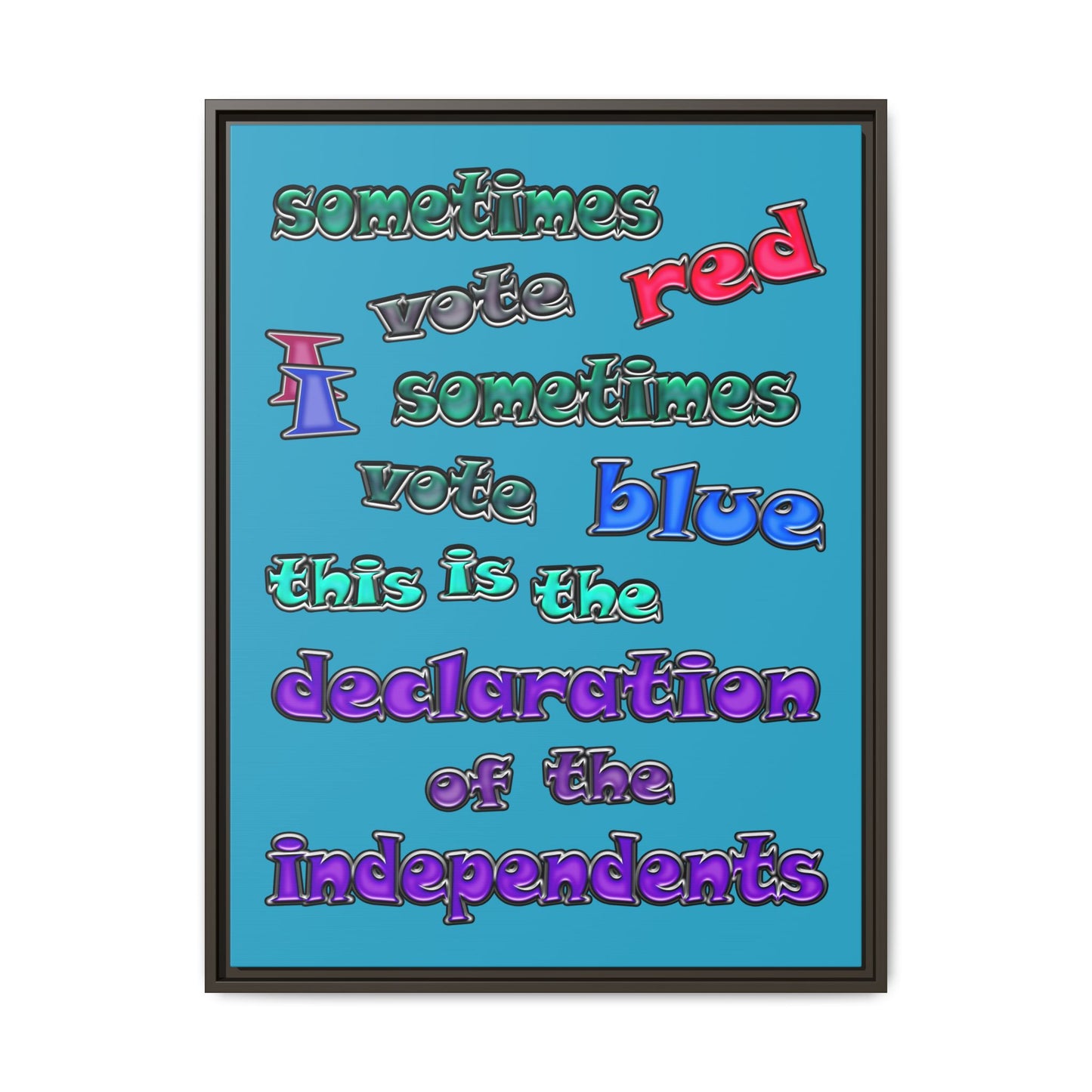 declaration of the independents - framed canvas art (turquoise)
