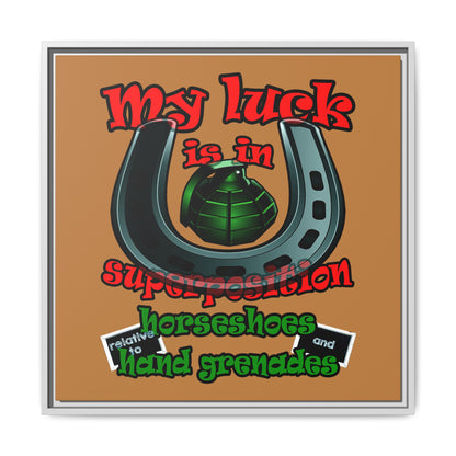 my luck - framed canvas art (light brown)