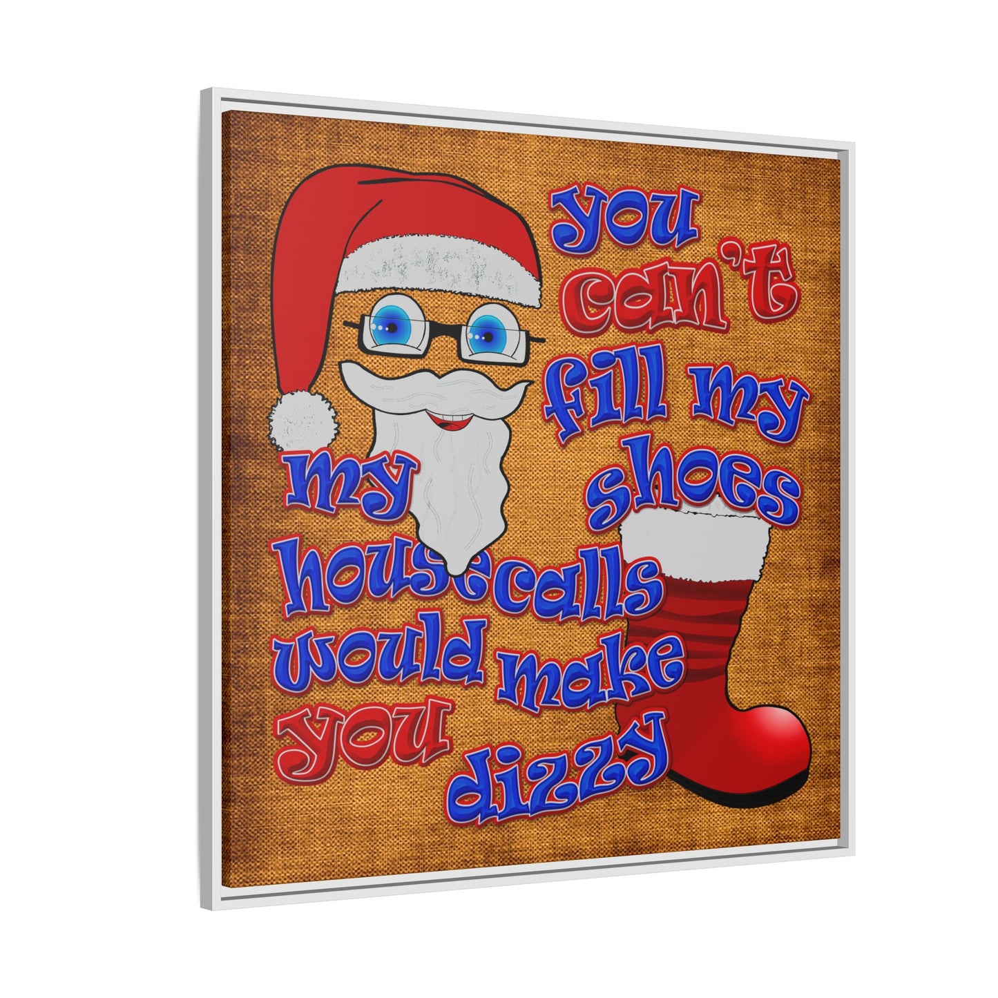 santa's shoes - framed canvas art (brown papyrus)