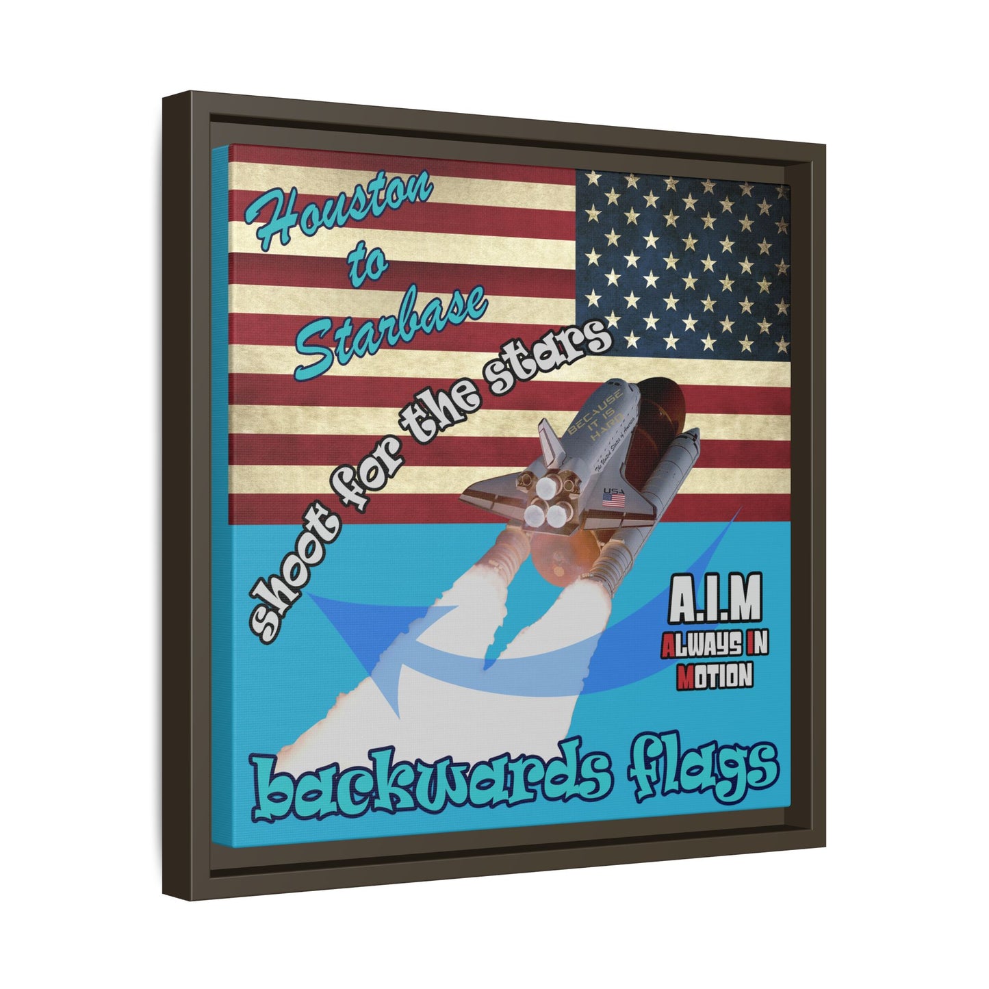 shoot for the stars - framed canvas art (turquoise)