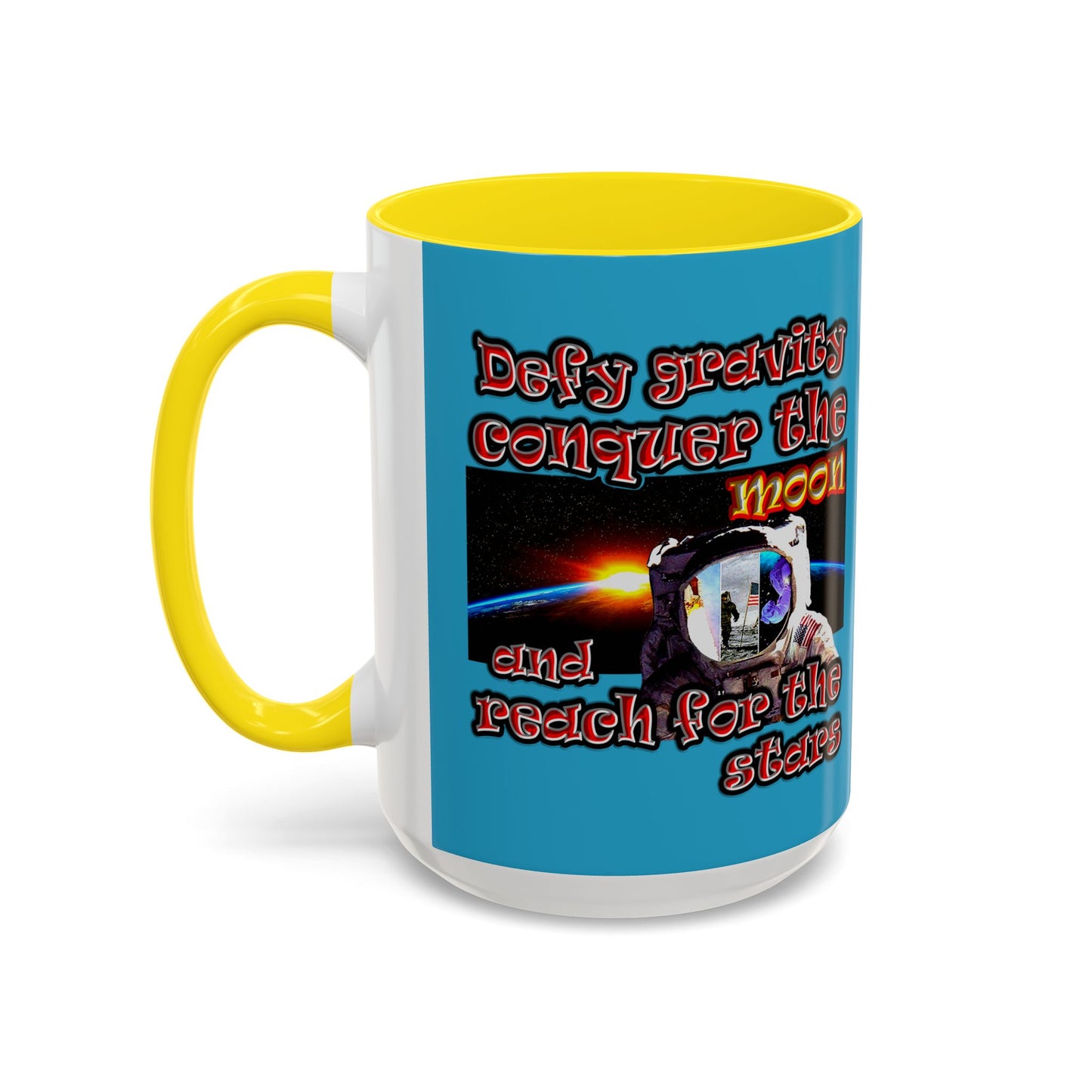 defy conquer reach - Accent Mug (turquoise)