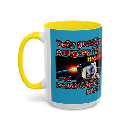 defy conquer reach - Accent Mug (turquoise)