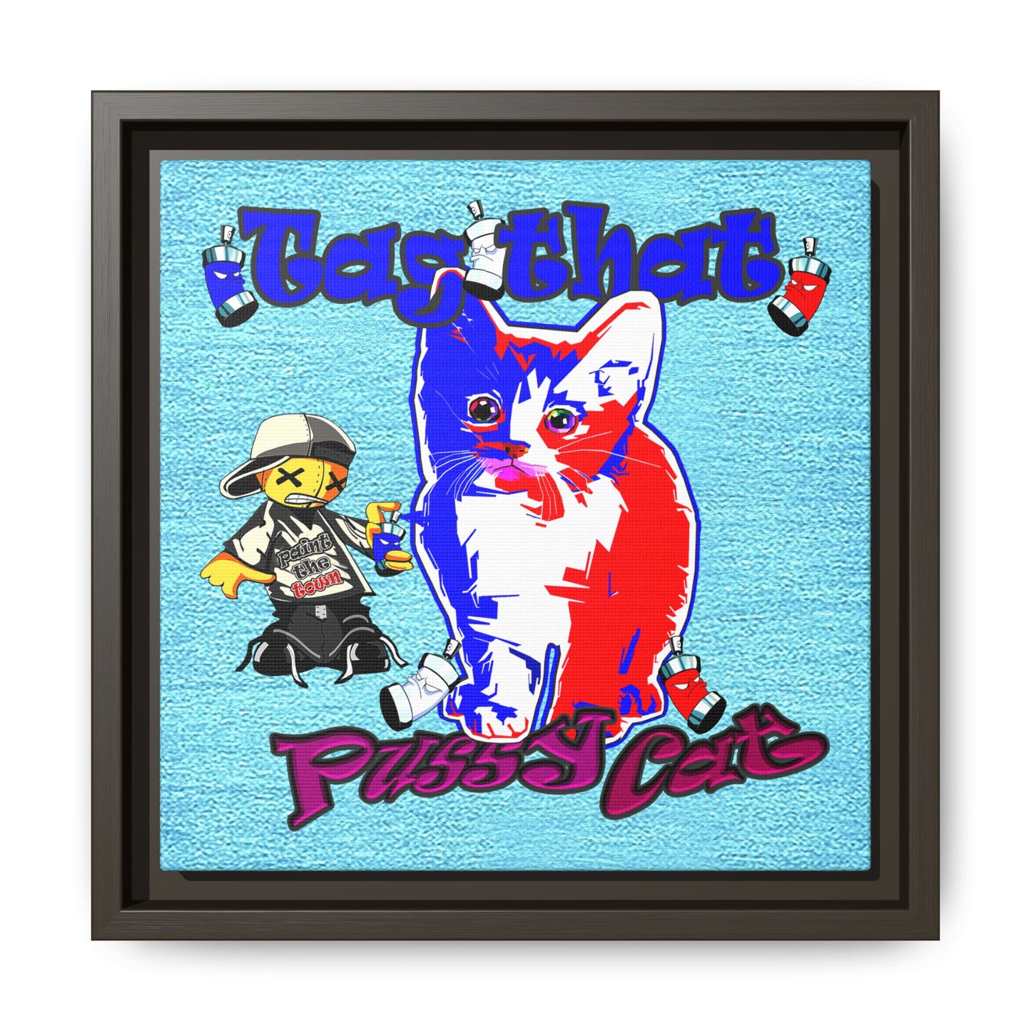tag that - framed canvas art (faded blue)