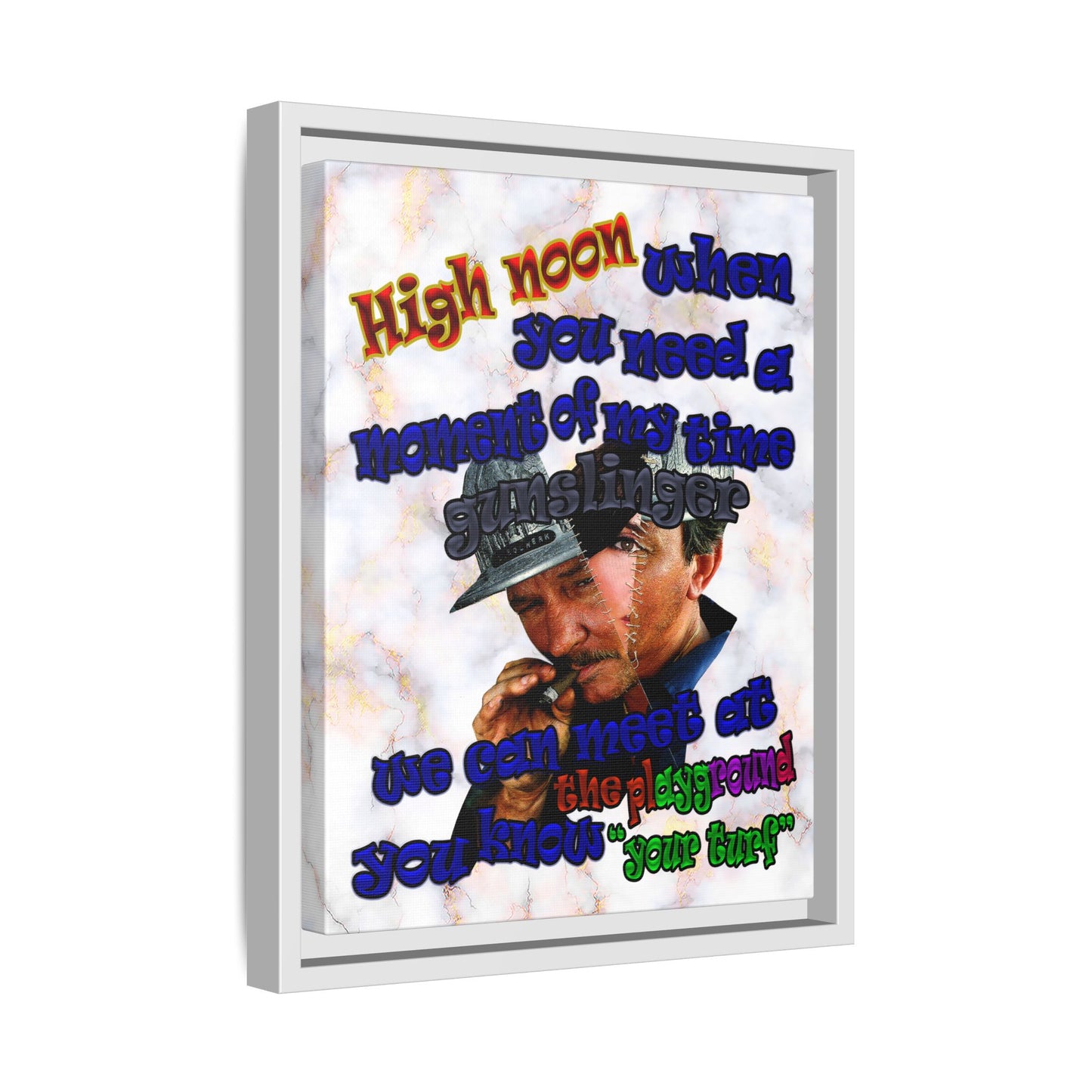 high noon - framed canvas art (white marble)