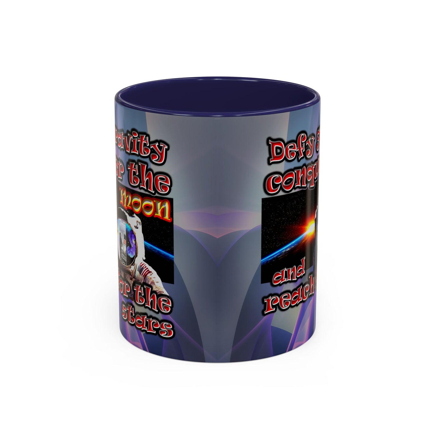 defy conquer reach - Accent Mug (grey-pink wave)