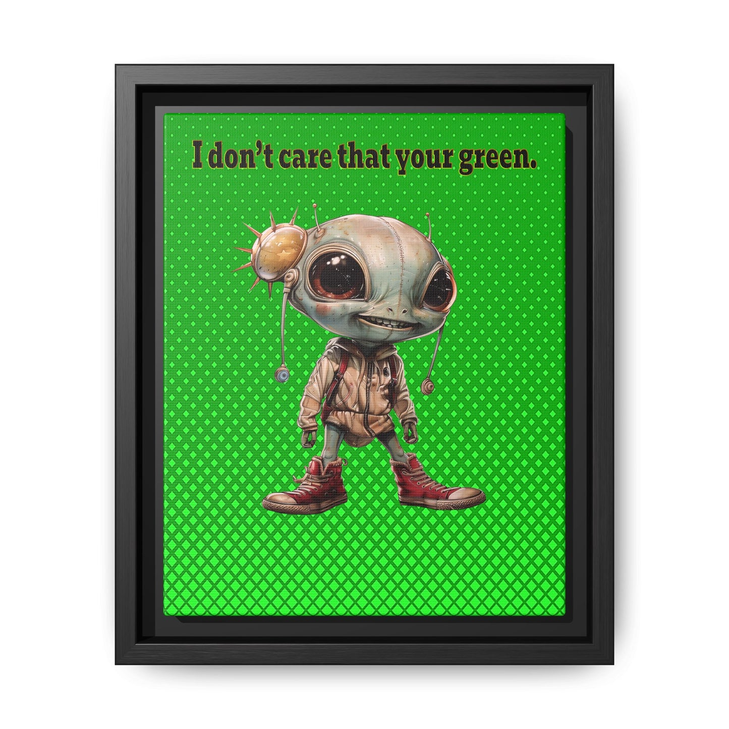 I don't care that your green - framed canvas art (logo green)