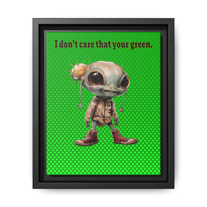 I don't care that your green - framed canvas art (logo green)