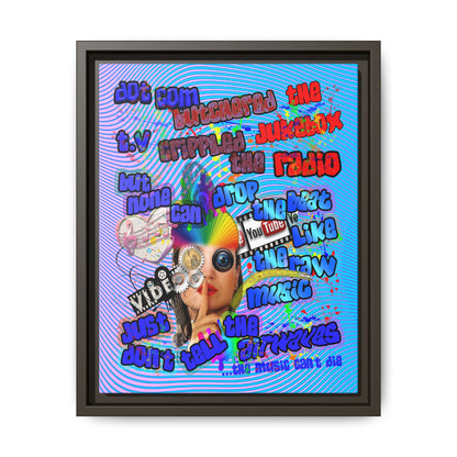 drop the beat - framed canvas art (light blue-purple wave)