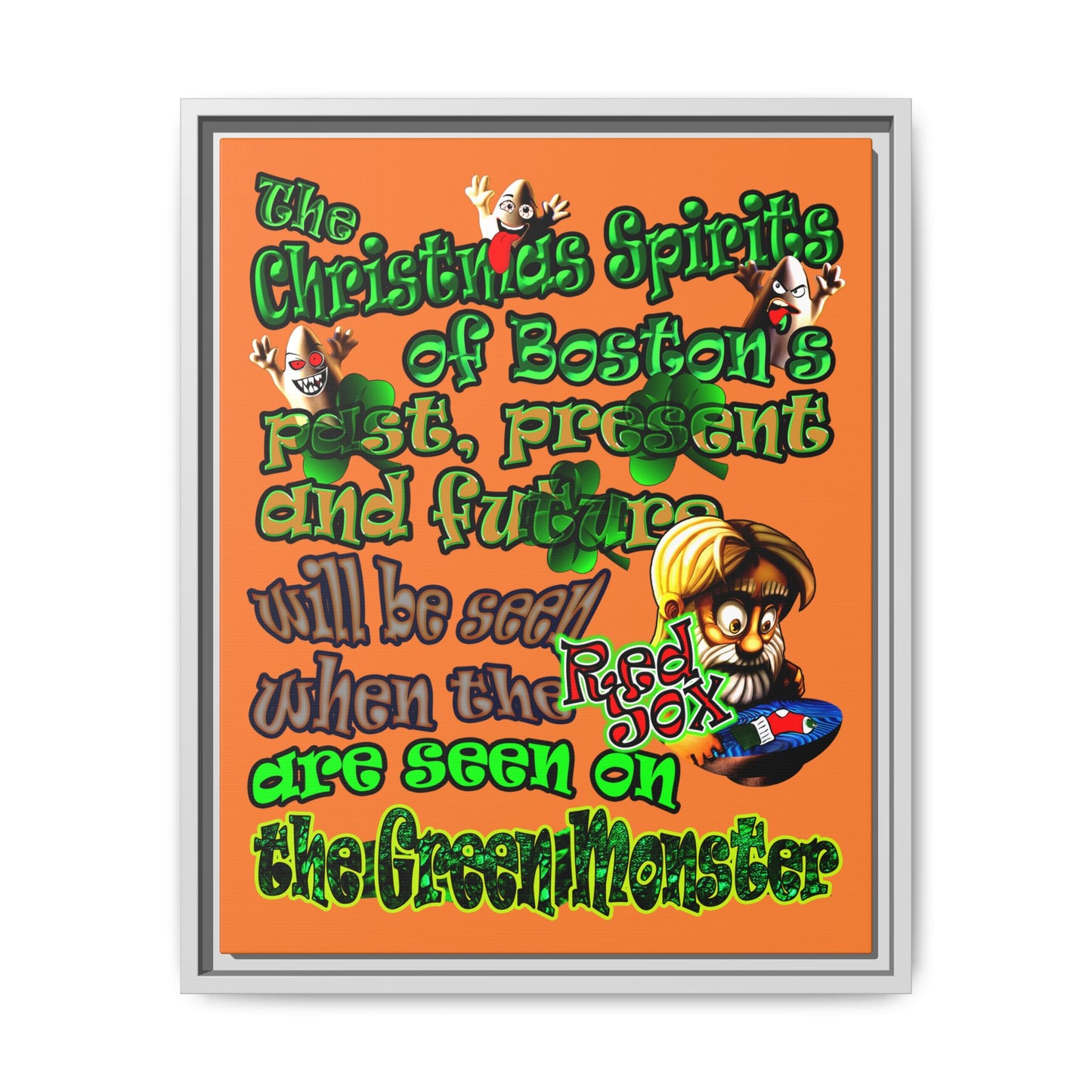 christmas spirits of boston - framed canvas art (crusta)