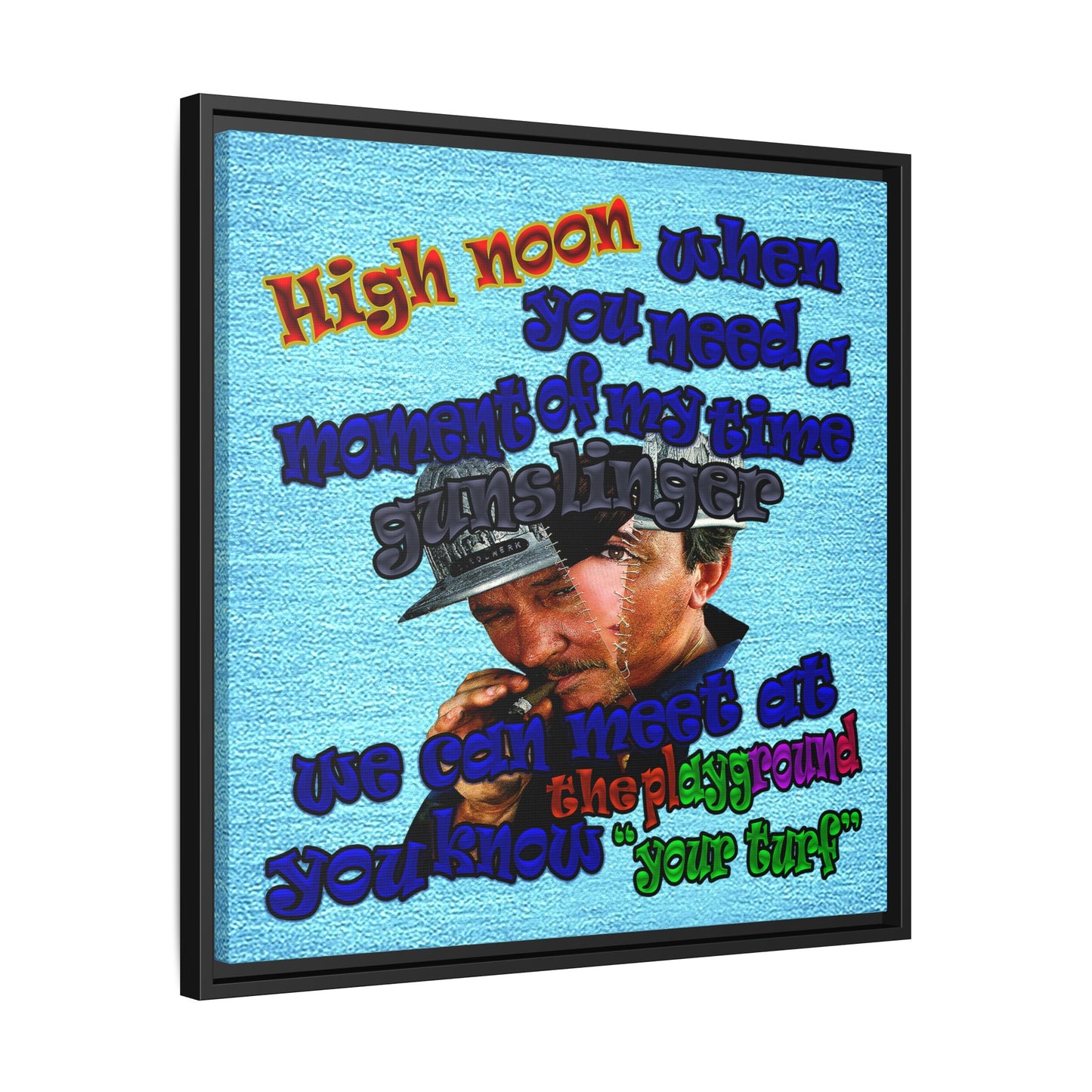 high noon - framed canvas art (faded blue)