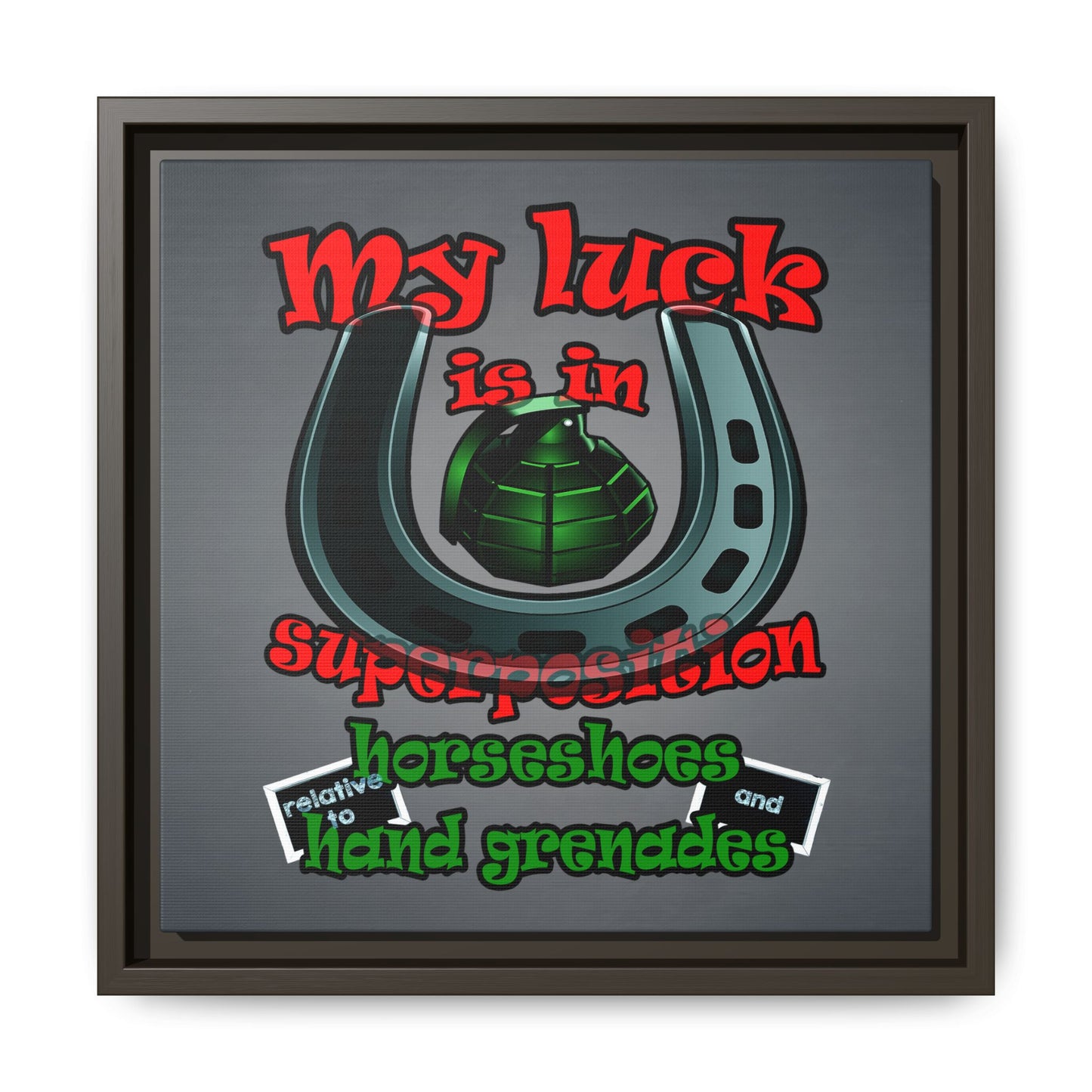 my luck - framed canvas art (grey-light grey)