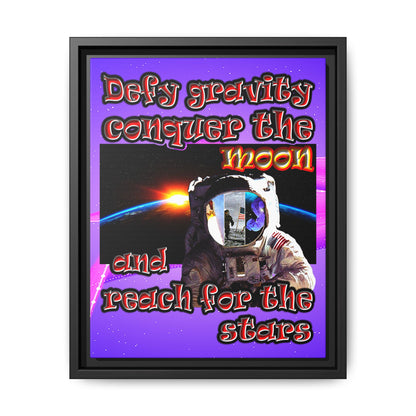 defy conquer reach - framed canvas art (purple-pink wave)