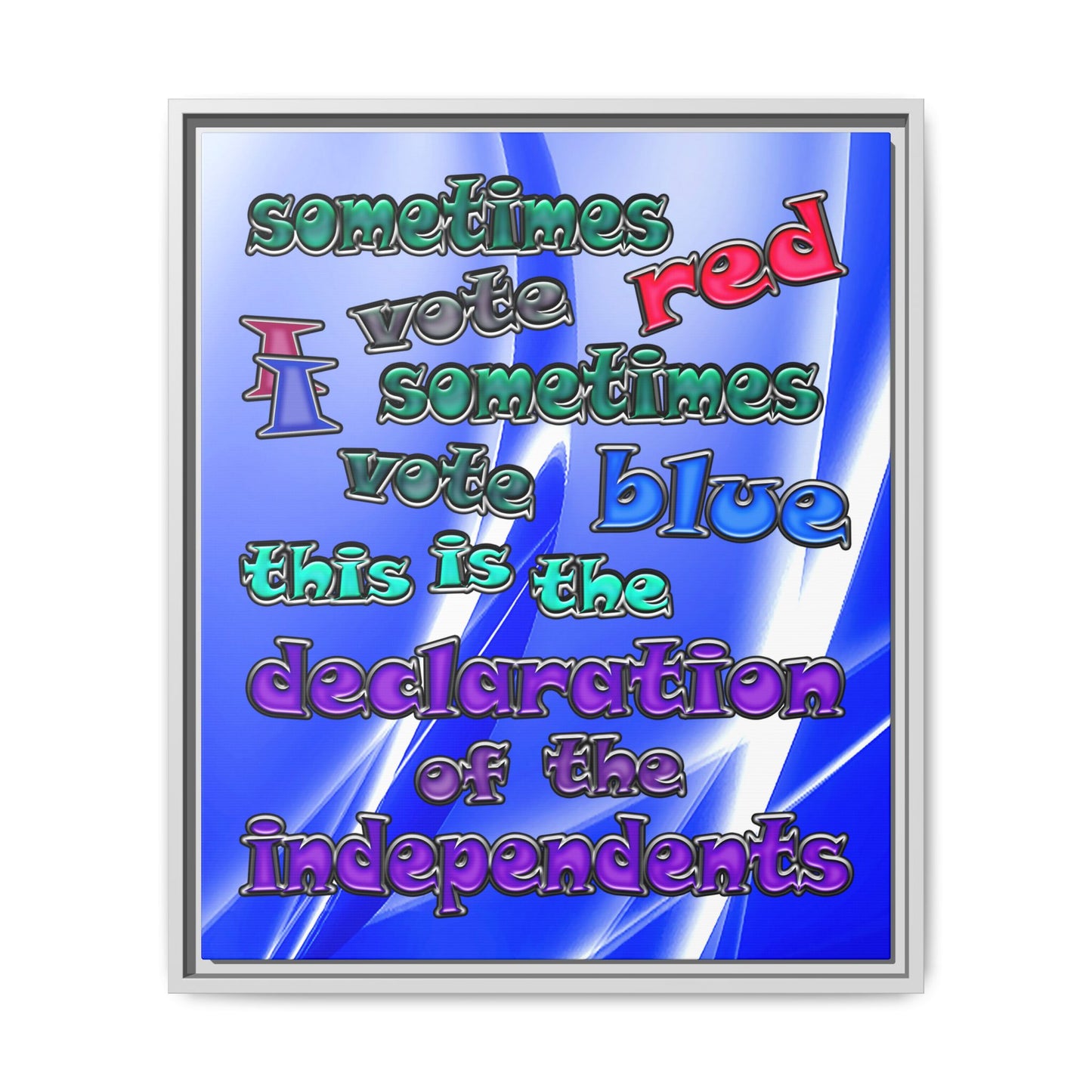 declaration of the independents - framed canvas art (blue-white wave)