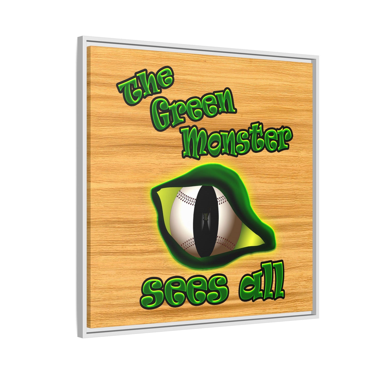 green monster - framed canvas art (butterscotch wood finish)