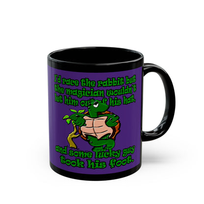 turtle race - Black Mug (purple)