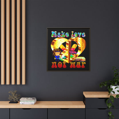 love peace - framed canvas art (black)