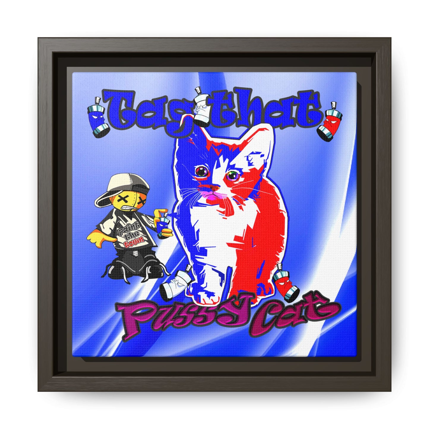 tag that - framed canvas art (blue-white wave)