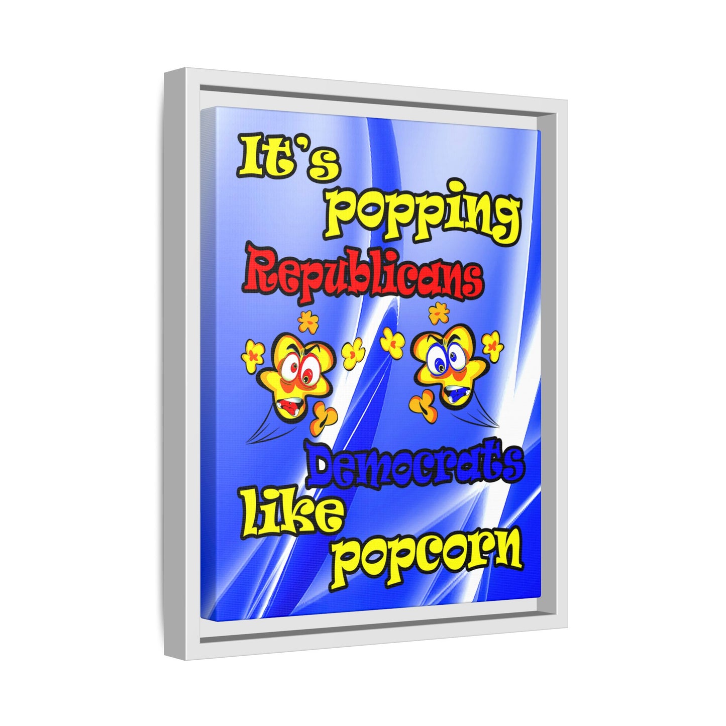 popping like popcorn - framed canvas art (blue-white wave)