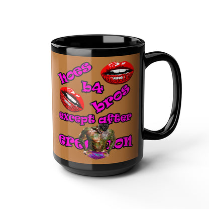 hoes b4 bros - Black Mug (light brown)