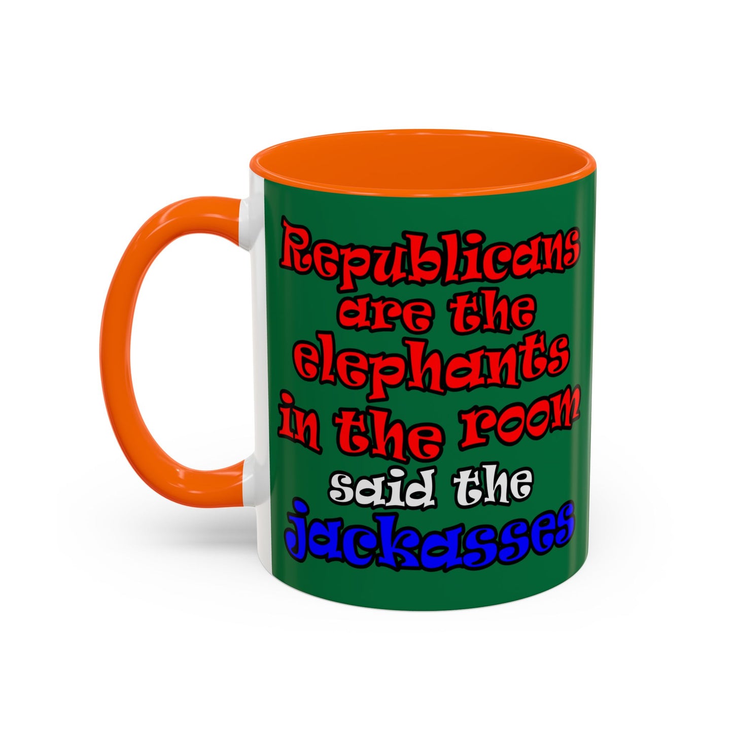 donkeys and elephants - Accent Mug (dark green)