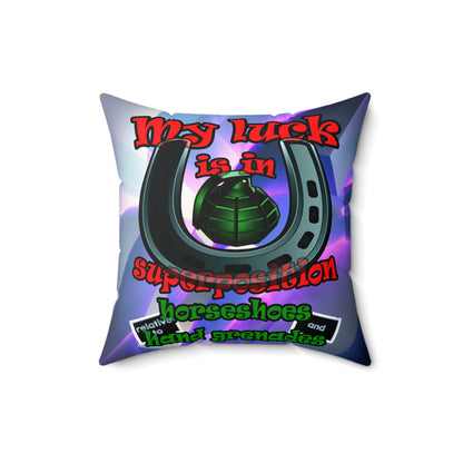 my luck - Spun Polyester Square Pillow - (grey-pink wave)