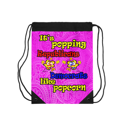 popping like popcorn - Drawstring Bag (pink swirl)