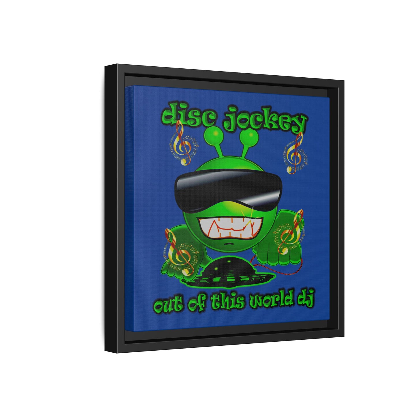 disc jockey - framed canvas art (dark blue)