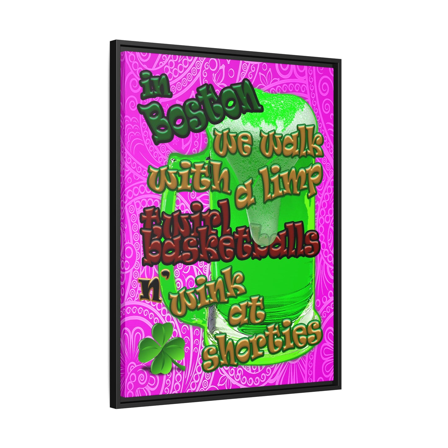 celtics logo - framed canvas art (pink swirl)