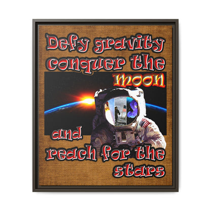 defy conquer reach - framed canvas art (brown papyrus)