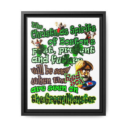 christmas spirits of boston - framed canvas art (white)