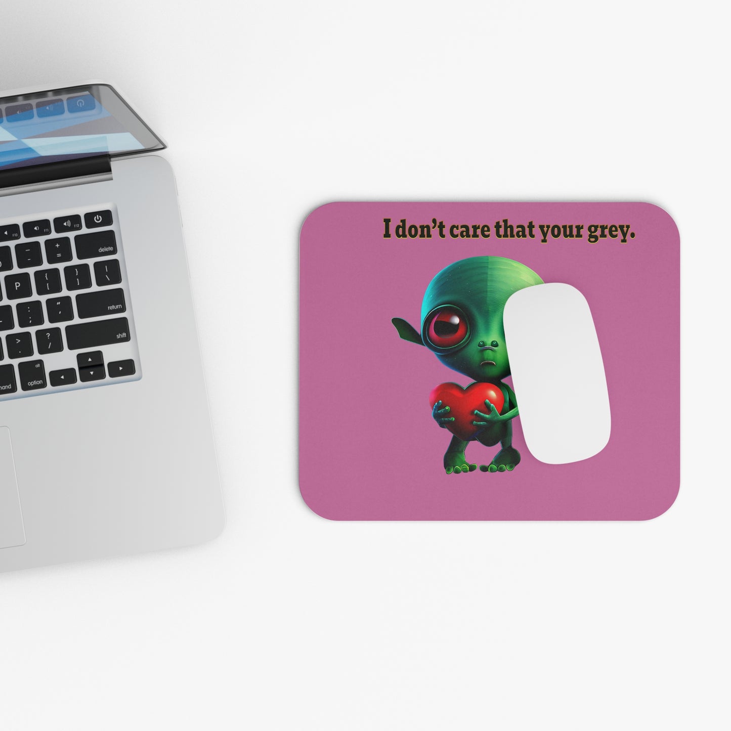 I don't care that your grey - Mouse Pad (Rectangle) (light pink)