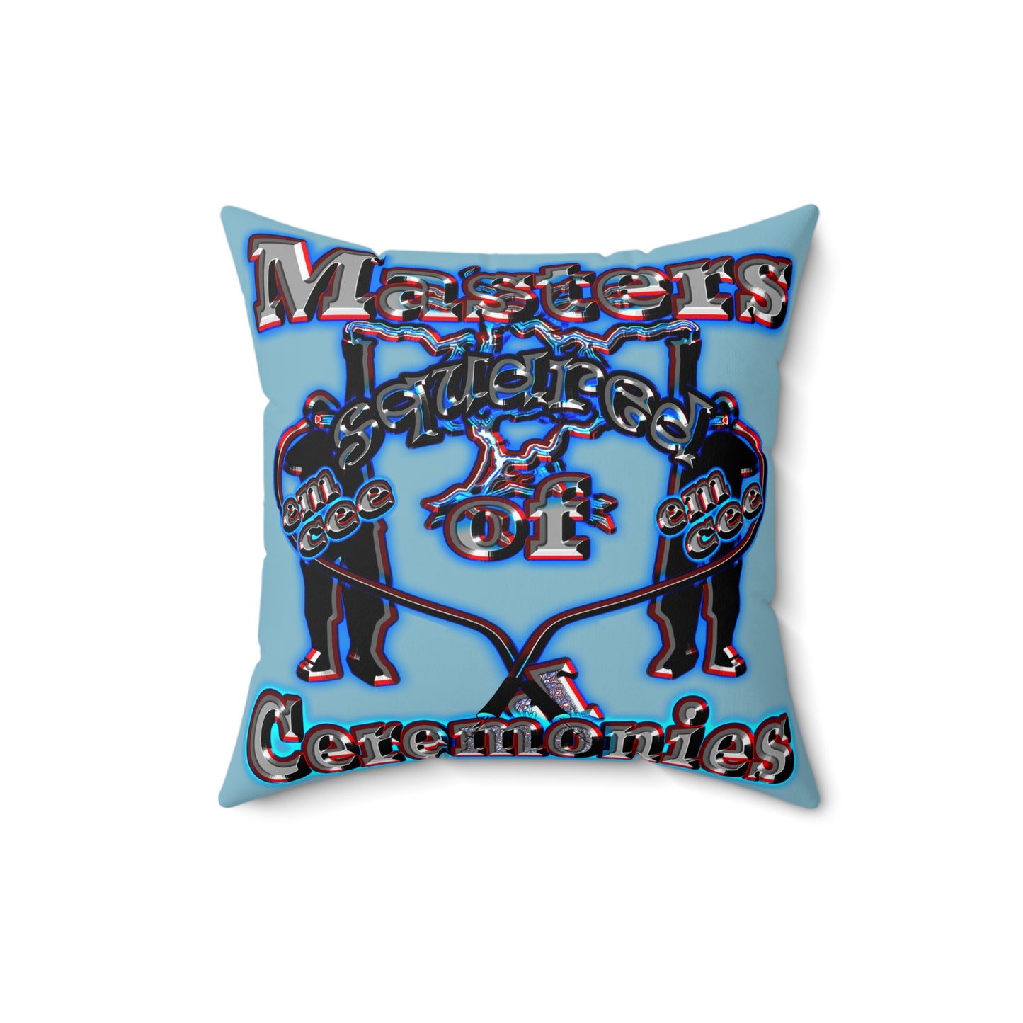 em cee squared - Faux Suede Square Pillow - (aqua blue)