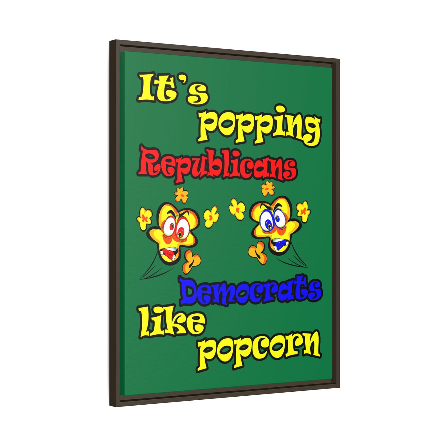 popping like popcorn - framed canvas art (dark green)