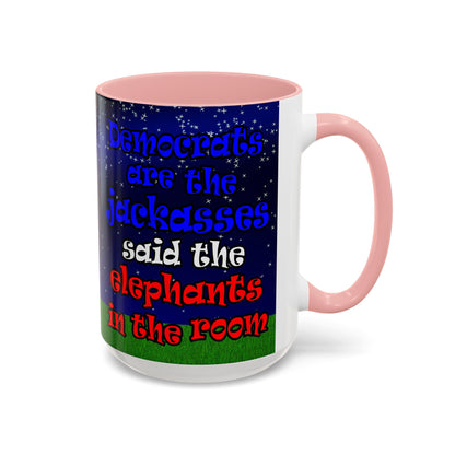 donkeys and elephants - Accent Mug ('snoops' background)