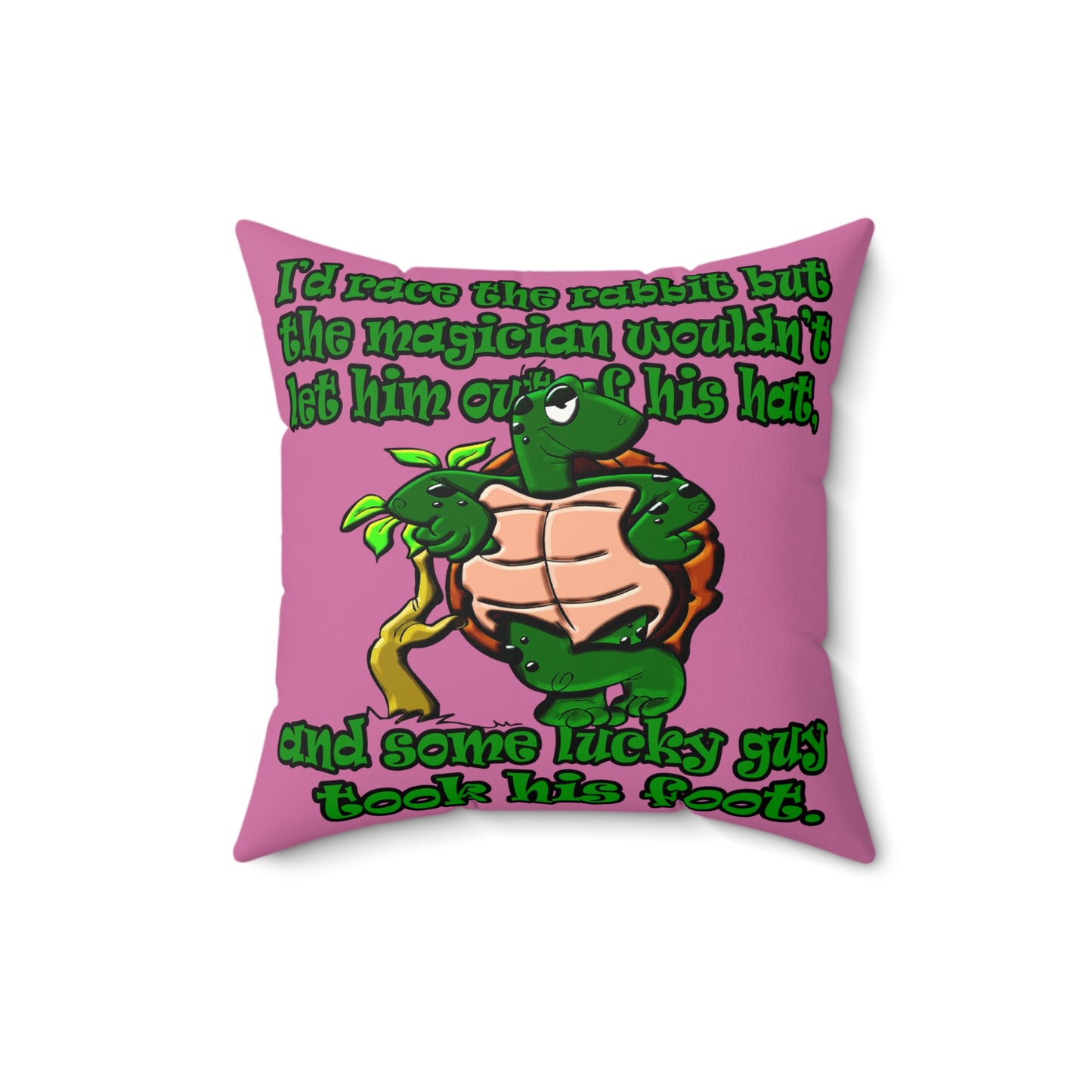 turtle race - Faux Suede Square Pillow - (light pink)