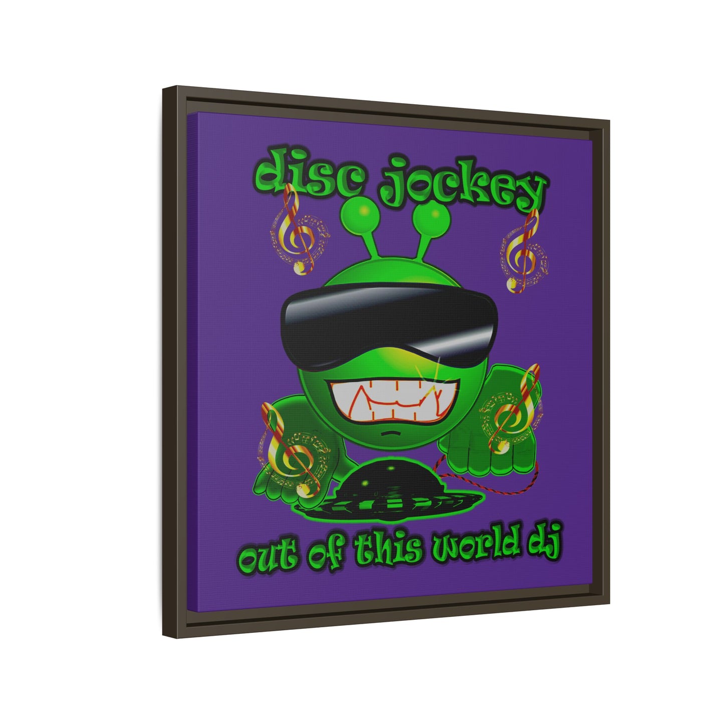 disc jockey - framed canvas art (purple)